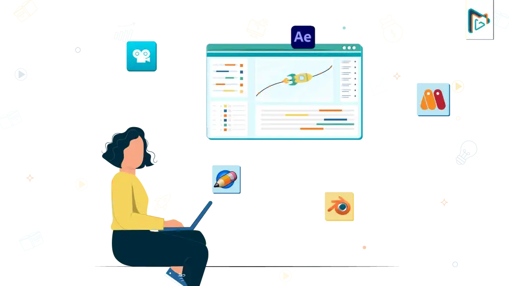 Collection of animation software icons