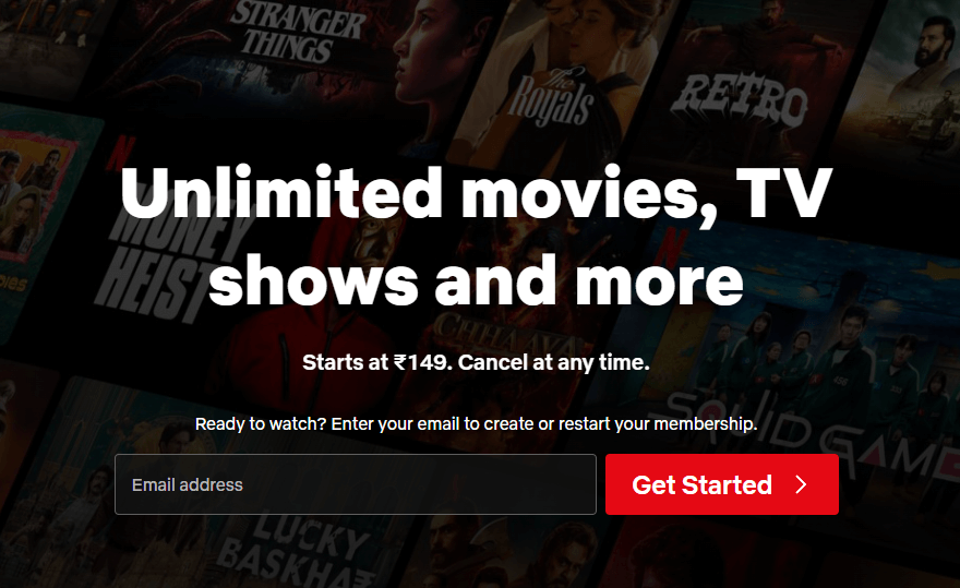 netflix - high converting landing page