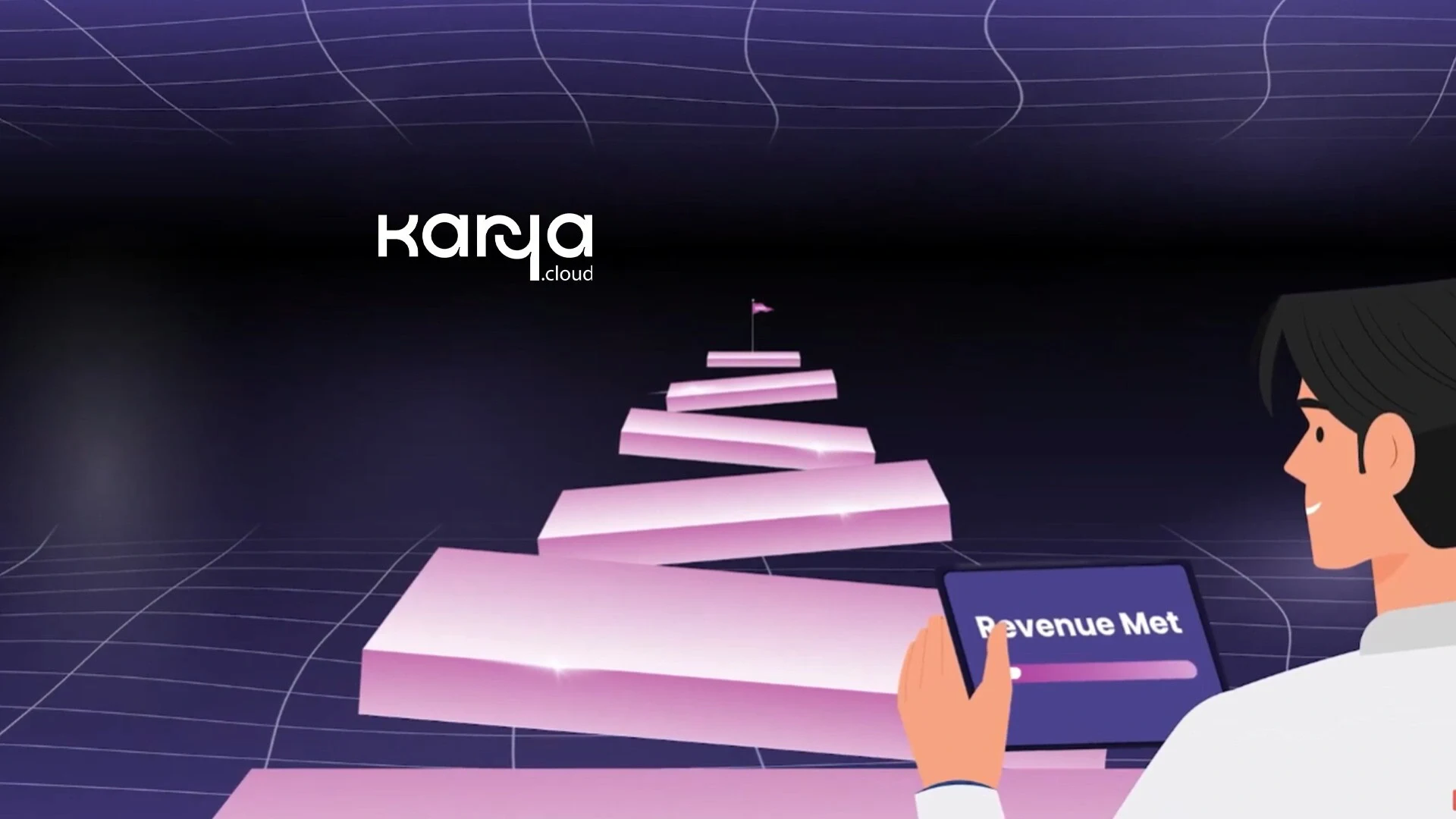 Karya cloud platform illustration showing revenue growth journey