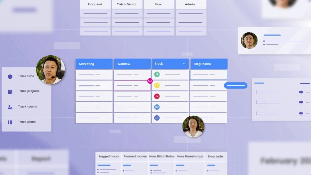 Timely time tracking dashboard showing team tasks, projects, and logged hours