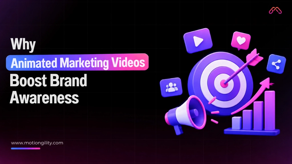 Animated marketing video concept with target growth branding icons